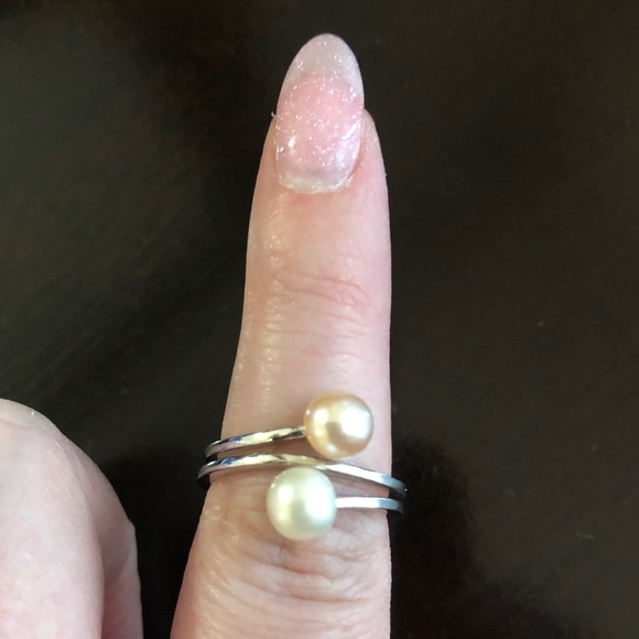 Vantel genuine 2 pearl ring sterling - Picture 2 of 5